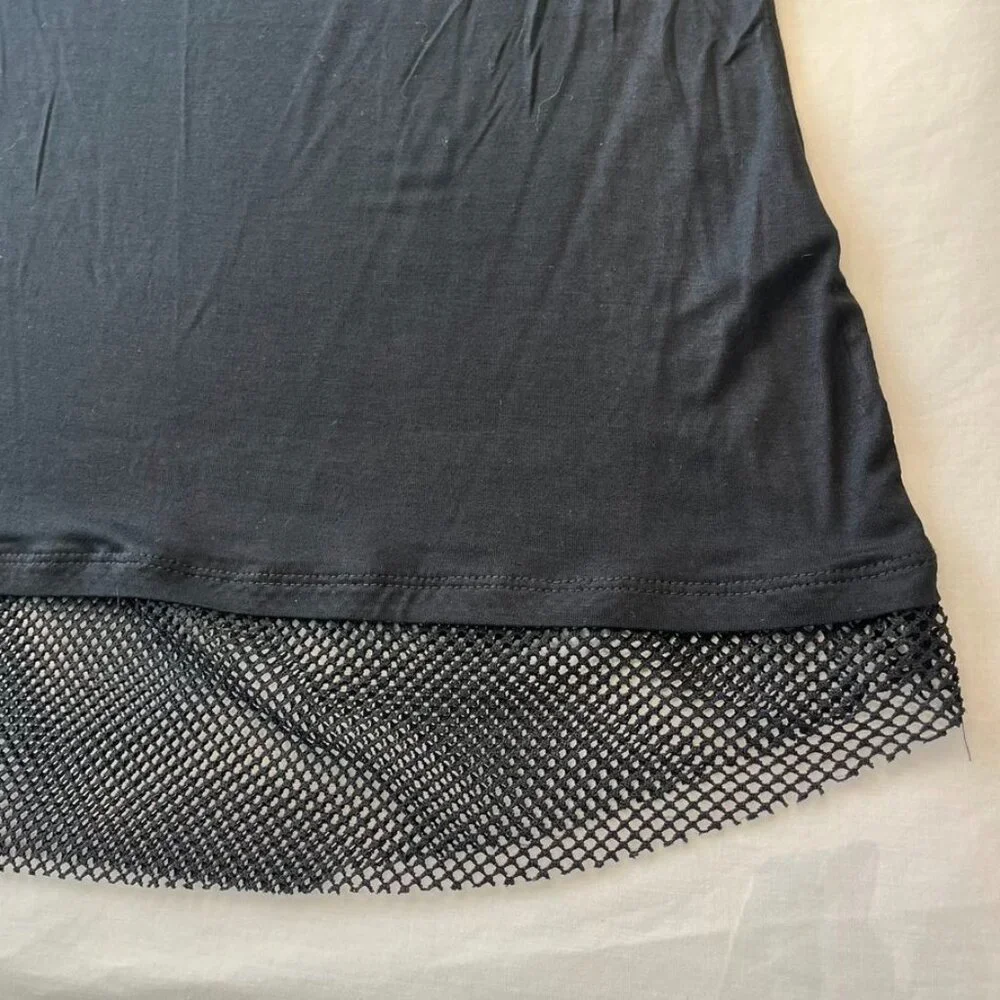 VENUS Mesh Trimmed Cover-Up Dress Black Size L